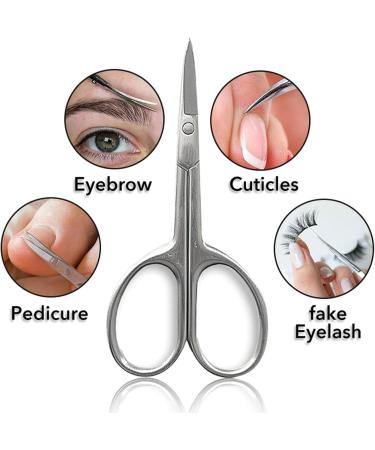 Professional Stainless Steel Eyebrow Nose Cuticle Scissor Curved Blade Nail Manicure Hairs False Eyelashes Trimmer Sharp Scissors - Buy Online on SooperMarket.com
