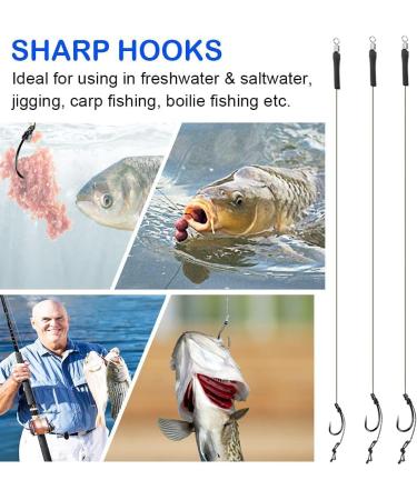 Hekobag Carp Hair Rig Braided Line Wire - 8340 Carp Rig Bait Hook & Swivel Hook Accessories for Fishing - Durable Carbon Steel - Buy Online on SooperMarket.com
