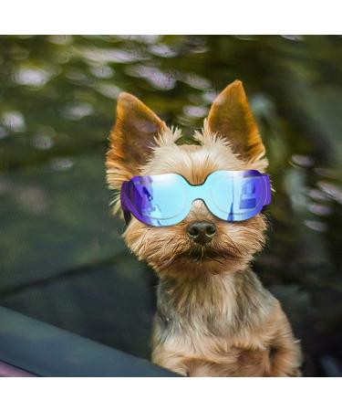 ENJOYING Dog Goggles Small Dog Sunglasses UV Protection Big Cat Glasses Fog/Windproof Outdoor Doggy Eye Protective with Adjustable Band for Small Dogs, Blue