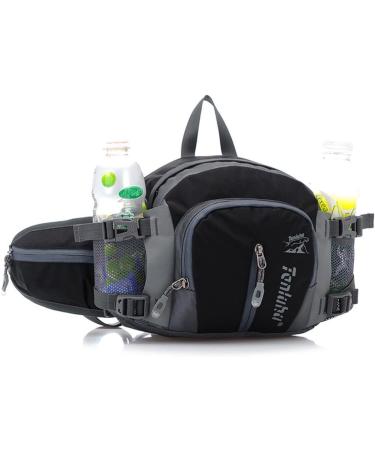 Sinocal Military Style Canvas Belt Bag - Water-Resistant Fanny Pack with Bottle Holder for Running Hiking Cycling and Camping Travel - Black - Buy Online on SooperMarket.com