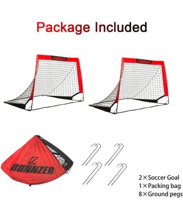 L RUNNZER Portable Soccer Goal  Pop Up Soccer Goal Net for Backyard  Set of 2 with Portable Carrying Case Red 4x3 FT - Buy Online on SooperMarket.com