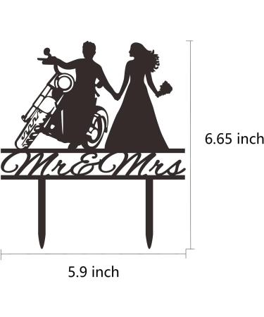 Motorcycle Wedding Cake Topper Bride and Groom with Motorbike Cake Topper Funny Motorcycle Couple Cake Topper for Wedding/Engagement/Bridal Shower Party Decoration - Buy Online on SooperMarket.com