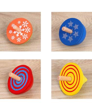 YeahiBaby Wooden Spinning Top - Traditional Colorful Wooden Toy Set for Kids (4 Pieces) - Perfect Gift for Children - Buy Online on SooperMarket.com