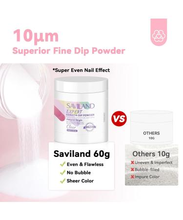 SAVILAND Clear Dip Powder Nail Kit - 60g Starter Set for French Manicure | Professional Dipping Powder & Liquid | International Shipping - Buy Online on SooperMarket.com