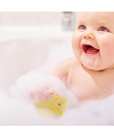 Visiblurry Bath Sponge for Kids | Soft Wood Pulp Sponge Body Wash Scrubber | Shower Sponge Dead Skin Remover Cute Shower Brush Bath Supplies for Toddler Kids Baby Yellow - Buy Online on SooperMarket.com