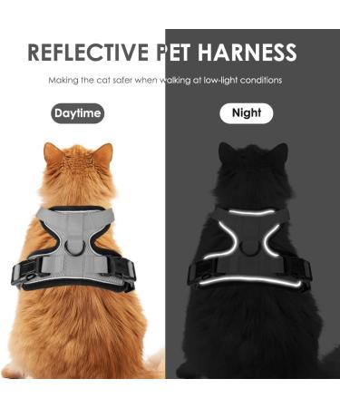 Breakproof Cat Leash Set & Adjustable Soft Kitten Vest | Reflective Stripes | Gray Small Cat Dishes | Ideal for Small Kittens - Buy Online on SooperMarket.com