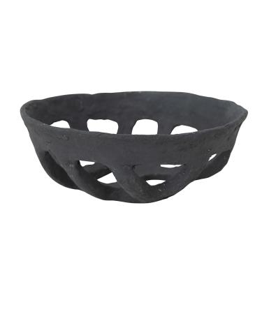 Creative Co-Op Handmade Paper Mache Basket  Black Decorative Accents  13 L x 13 W x 5 H