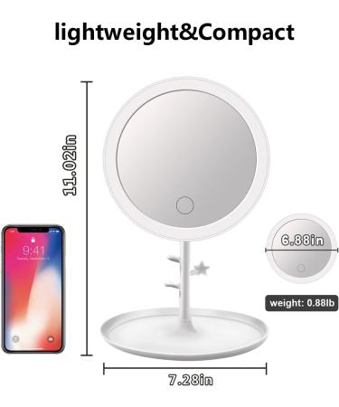OUOYYO Travel Mirror - 25 LED Touch Screen Lighted Makeup Mirror | Dimmable Brightness, 3 Modes | Portable & Compact Vanity Mirror for Women (White) - Buy Online on SooperMarket.com