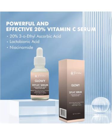 Glowy 20% Vitamin C Serum with Niacinamide & Hyaluronic Acid | Brighten & Hydrate Skin - International Shipping - Buy Online on SooperMarket.com