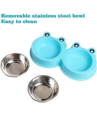 Premium Stainless Steel Double Pet Bowls | No-Slip Cute Modeling | Sky Blue | For Dogs, Cats, Rabbits, and Other Pets - Buy Online on SooperMarket.com