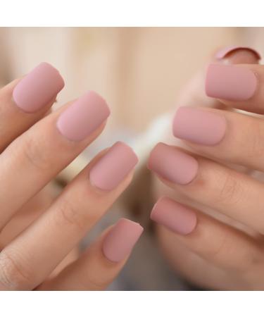 Dried Rose Matte Short Square Acrylic False Nails - 24pcs Set | International Shipping - Buy Online on SooperMarket.com