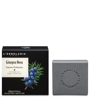 L'Erbolario Black Juniper Perfumed Soap 100 Grams 'Ginepro Nero Sapone Profumato in scatola di latta ed. limitata 100 g
