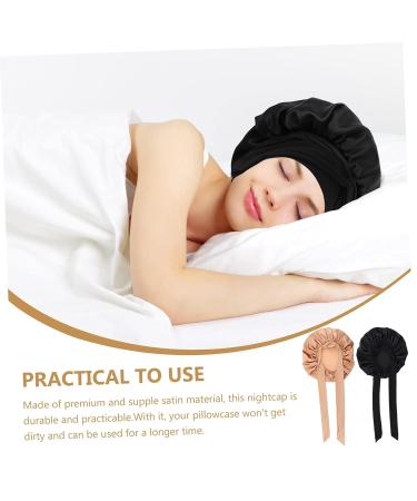 Beavorty 2pcs Satin Night Cap Set | Adjustable Silk Bonnet for Sleeping | Women's Head Wraps | Satin Sleep Hat for Hair Care - Buy Online on SooperMarket.com