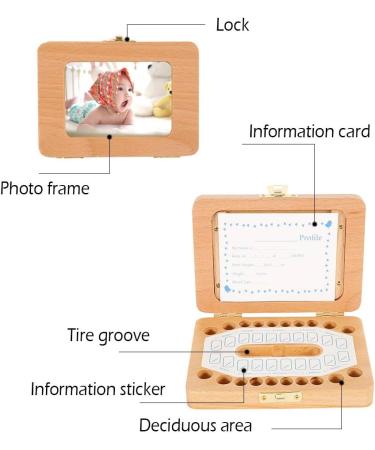 Keyohome Baby Teeth Keepsake Box with Photo Frame - Wooden Organizer for Boys and Girls | Memory Gift with Tweezers & Screwdriver - Buy Online on SooperMarket.com
