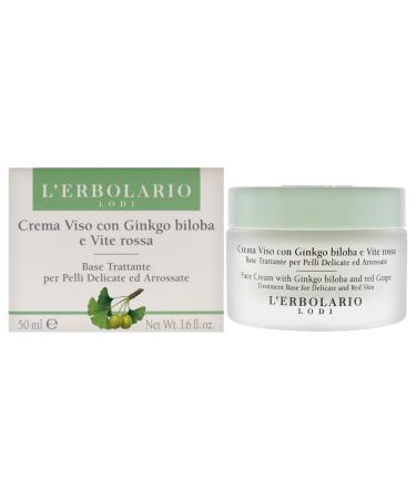 L'Erbolario Face Cream with Ginkgo Biloba and Red Grape - Helps Cover Imperfections - Leaves Skin Soft and Smooth with an Even Tone - Suitable for Sensitive Skin - Silicone and Paraben Free - 1.6 oz