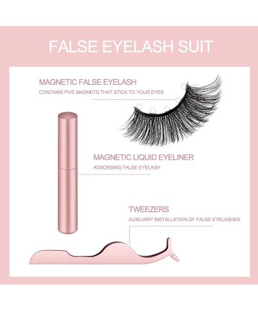 Autdor Magnetic Eyelashes Kit - 5 Pairs of Reusable 3D False Lashes with Strong Magnetic Eyeliner and Tweezers - Buy Online on SooperMarket.com