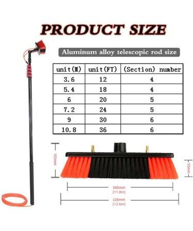 Water Fed Pole Kit 4-12M Window Cleaning Pole Water Fed Telesbrush Window Cleaner Kit Water/Hose Fed Pole Window Cleaning Brush Equipment/3.6M/12Ft 55cm Brush Head 6M/21FT - Buy Online on SooperMarket.com