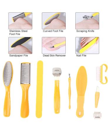 Stainless Steel Foot Dead Skin Removal Tool Set - 9 Pcs Kit for Wet and Dry Cracked Feet - Reusable Foot Rasp for Effective Foot Care - Buy Online on SooperMarket.com