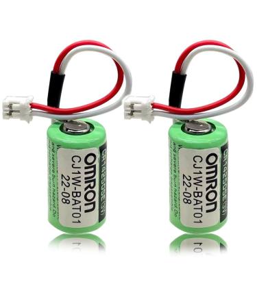 2 Pack 3V 1000mAh CJ1W-BAT01 Battery CR14250SE-R Battery for CJ1M CP1H CP1L CJ1W-BAT01 PLC Battery Green