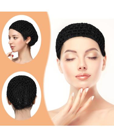 3-Pack Black Mesh Crochet Hair Net Snoods for Women - Soft Rayon Knit Hair Cover Accessory - Buy Online on SooperMarket.com