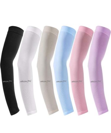 Beager 6 pairs of sleeves women men UV protection cooler arm sleeve arm sleeves for cycling golf for women men protection all outdoor activities 6 pairs (black/gray/white/purple/blue/pink)