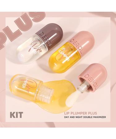 2 PCs Lip Plumper Set - Natural Makeup Lip Gloss & Serum for Fuller Hydrated Lips | Derol Lip Plumper - Buy Online on SooperMarket.com