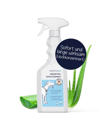Dog care24 Case spray for dogs - highly effective flea and tick protection for dogs and cats with geraniol and aloe vera - insect protection against ticks fleas mites lice mosquitoes - 500ml