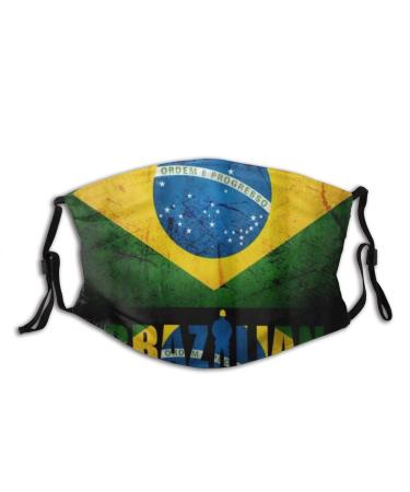 Brazilian Flag Jiu Jitsu Cotton Washable Nose Wired Face Cover Filter Pocket Wide Cover with Filter