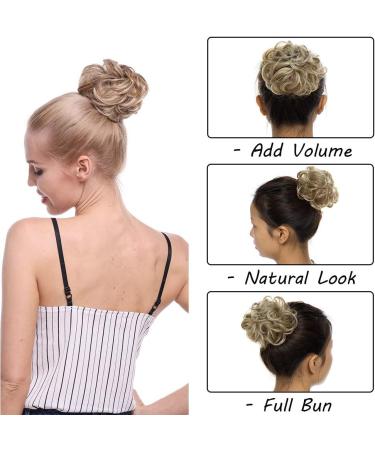 Sandy Brown to Bleach Blonde Messy Hair Bun Donut Chignon Updo Scrunchie - 25g Hairpiece Extension - Buy Online on SooperMarket.com