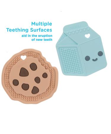 Nuby All Silicone Chocolate Chip Cookie & Milk Carton Teether 2 Pack for Babies 3+ Months - 2PK - Buy Online on SooperMarket.com
