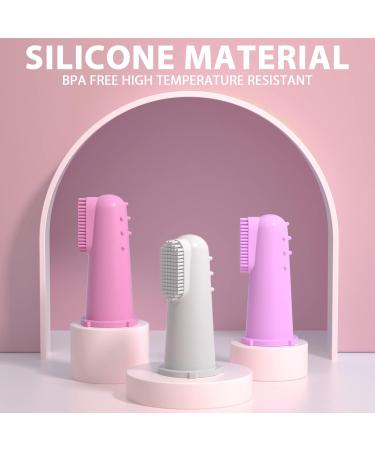 Silicone Finger Toothbrush for Toddlers and Baby Teething Massager - Gentle Oral Hygiene Training - 3 Pack (Girls) - Buy Online on SooperMarket.com