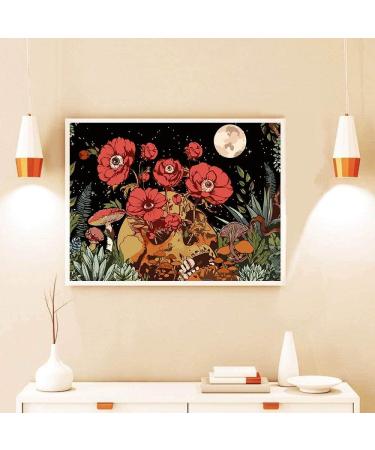 Stamped Cross Stitch Kits for Adults - 4 Pack Mushroom Skeleton Flower Eye Patterns - Needlecrafts for Home Decor - 12x16inch - Buy Online on SooperMarket.com