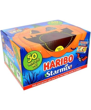 Halloween Trick or Treat Sweets With Thank You Sticker - Amamitrade Thank You Sticker Made For Haribo 50 Pack Mini Bags 800g - Spooky Pumpkins & Creepy Treats