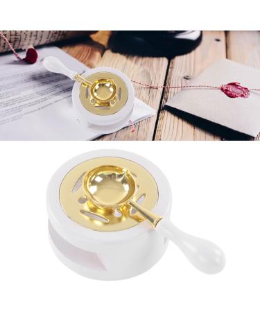 Letter Wax Sealing Kit - Wax Warmer Spoon Brass Head & Wooden Handle in Brown (Milky Gray) | International Shipping - Buy Online on SooperMarket.com