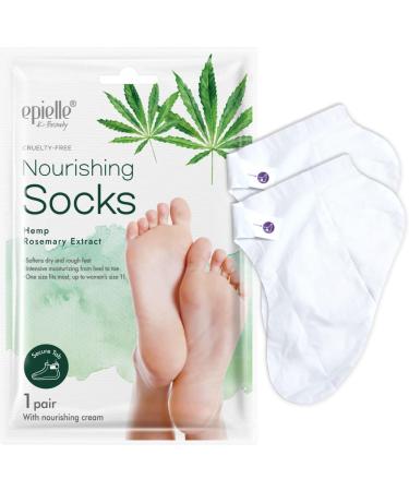 Epielle Nourishing Foot Masks - Hemp + Rosemary Extract (6pk) | Vegan & Cruelty-Free | Deep Moisturizing Socks | Beauty & Skincare Gifts | Stocking Stuffers - Buy Online on SooperMarket.com