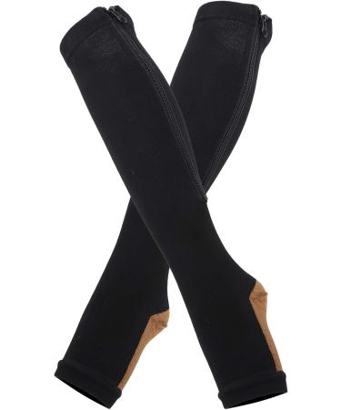 Buy ZLXHDL Compression Socks with Zipper - 2 Pairs of Open Toe Compression Stockings for Men & Women (S/M) - Black - Buy Online on SooperMarket.com