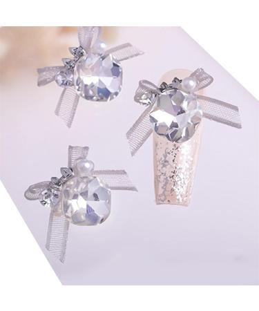 3pcs Nail Art With Rhinestones Organza Bowknot Fingernail Decoration For Salon Home Use Nail Accessories Kit - Buy Online on SooperMarket.com