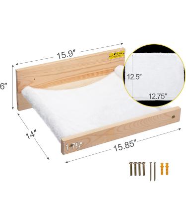 COZIWOW Wall Mounted Cat Hammock Bed - Sturdy Kitty Shelf for Sleeping & Playing | Premium Kitten Furniture - Holds up to 22 lbs | White Flannel - Buy Online on SooperMarket.com