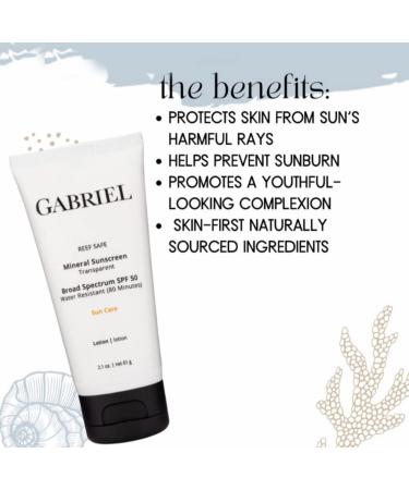 GABRIEL SPF 50 Mineral Sunscreen | Reef Safe | Zinc Oxide Formula | Broad-Spectrum | Water Resistant - 2.1 oz - Buy Online on SooperMarket.com