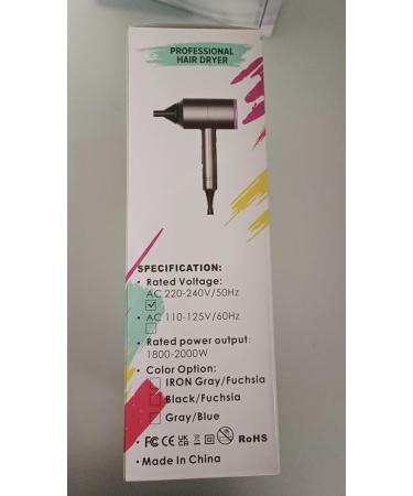 JIAABCHOMO 2000W Professional Hair Dryer with Ionic Technology - Fast Drying, 1 Diffuser, 2 Nozzles, 2 Speeds, 3 Heat Settings - Perfect for Women's Curly and Straight Hair - Buy Online on SooperMarket.com
