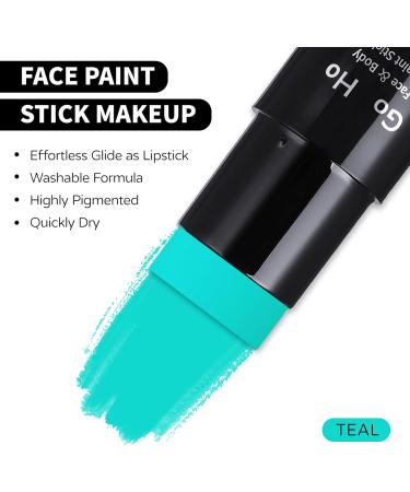 Go Ho Teal Water-Based Face Paint Stick 1.06 Oz - Non-toxic Cream Body Makeup for Theater, Halloween, SFX Cosplay - Washable & Full Coverage for Adults and Children - Buy Online on SooperMarket.com