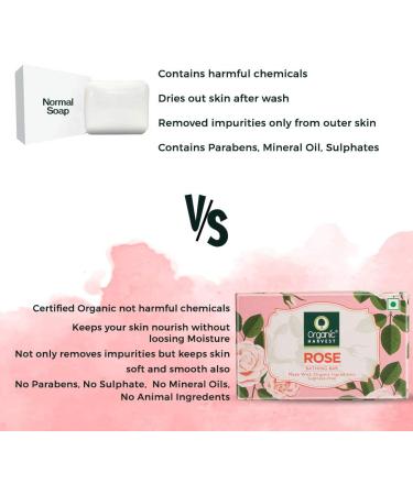 Organic Harvest Gentle Cleansing Rose Bathing Bar For Skin Moisturisation Ideal For All Skin Types 100% American Certified Organic Paraben & Sulphate Free 125gm - Buy Online on SooperMarket.com