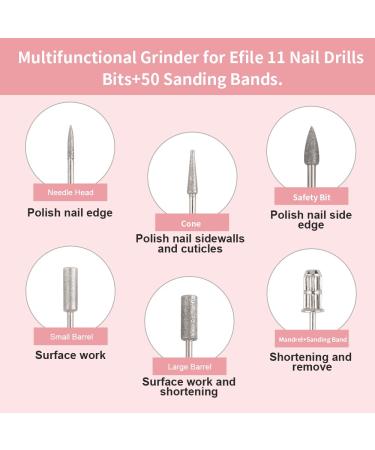 RedFlow Professional Electric Nail Drill Kit - 6 Bits & 50 Sanding Bands Included (Pink) - Buy Online on SooperMarket.com