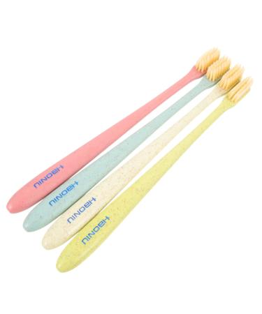 KOMBIUDA Manual Toothbrush 4 Pieces Toothbrush Tongue Brush Plastic Adult Soft Brush Travel Toothbrushes