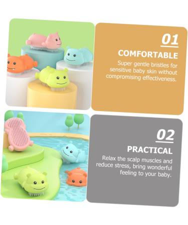 GAFOKI Baby Shampoo Brush - Infant Bath Body Scalp Teasing Massage Scrubber | Kids Shower Massager - Pink 10x6cm - Buy Online on SooperMarket.com