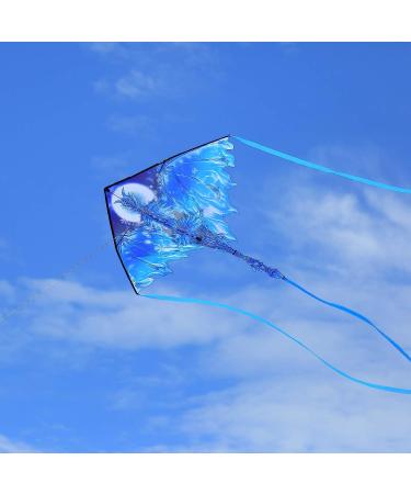 Dragon Kite for Kids & Adults - Easy-to-Fly Delta Beach Kite with 300ft String | Ice-themed Design - Buy Online on SooperMarket.com
