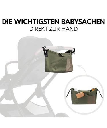 Hauck Large Stroller Organizer Bag - Diaper Bag with Cup Holder | Easy Fastening & Accessibility (Olive) - Ideal for Buggy & Baby Strollers - Buy Online on SooperMarket.com