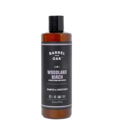 Barrel and Oak - 2-in-1 Shampoo & Conditioner Men's Shampoo & Conditioner Set Hair Care for Men Cleanses Hair & Scalp Natural Moisturizer Essential Oil-Based Scent Vegan (Woodland Birch 16 oz)