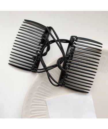 2 Pcs Plastic Double Hair Combs Adjustable Elastic Hair Comb Easy Hair Bun Comb Stretchy Double Comb Hair Clip for Curly Thick Wavy Hair - Buy Online on SooperMarket.com