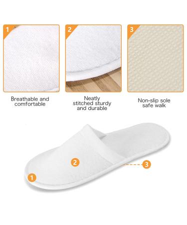 AQUEENLY Spa Slippers 24 Pairs - Velvet Closed Toe Disposable Non-Slip Slippers for Men and Women - Ideal for Hotel, Home, Guest Use - White - Buy Online on SooperMarket.com